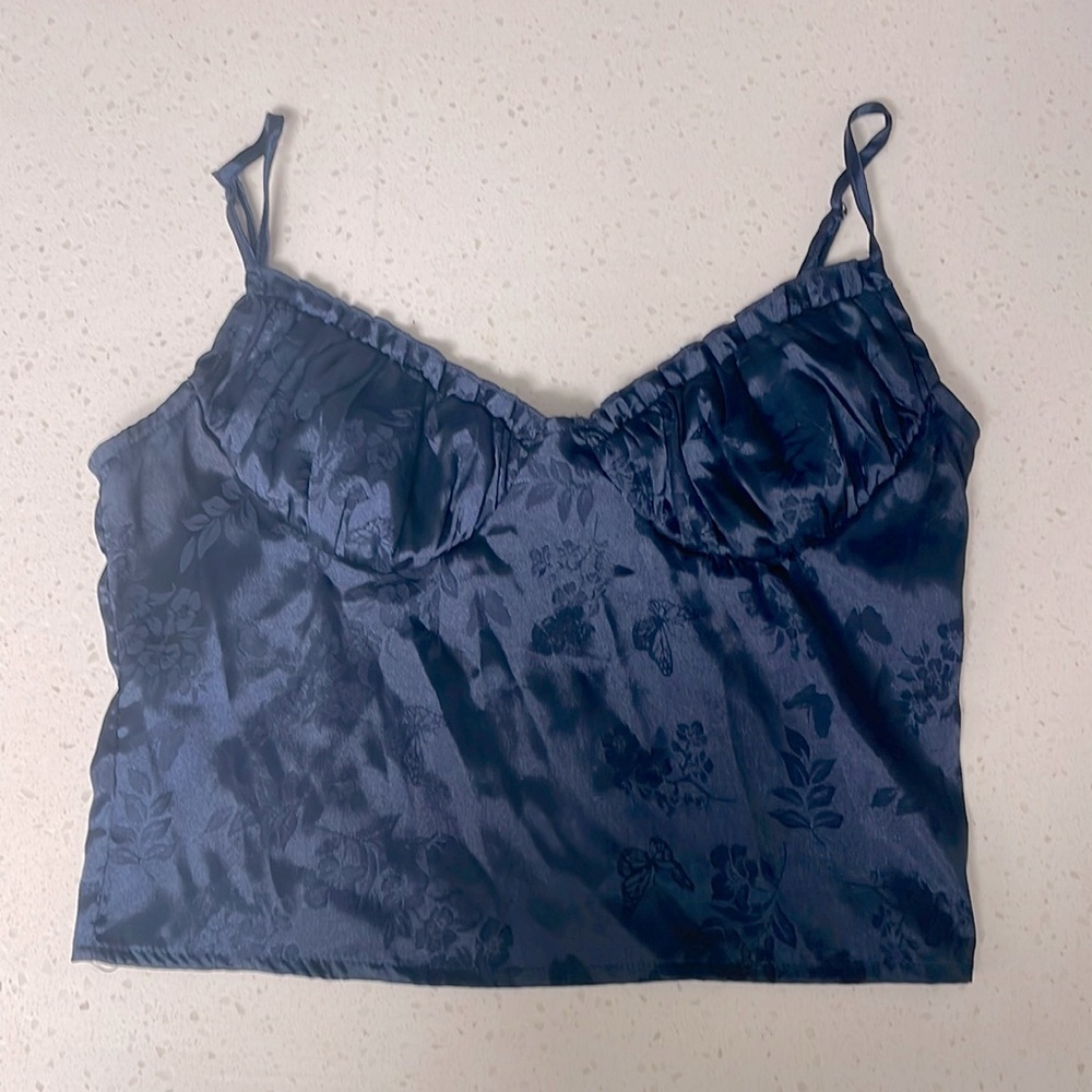 LA HEARTS Bustier Jacquard Tank Top Navy